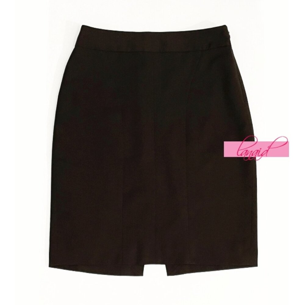 Limited Dark Chocolate Brown Seamed Back Slit Knee Pencil Lined Skirt Career 2